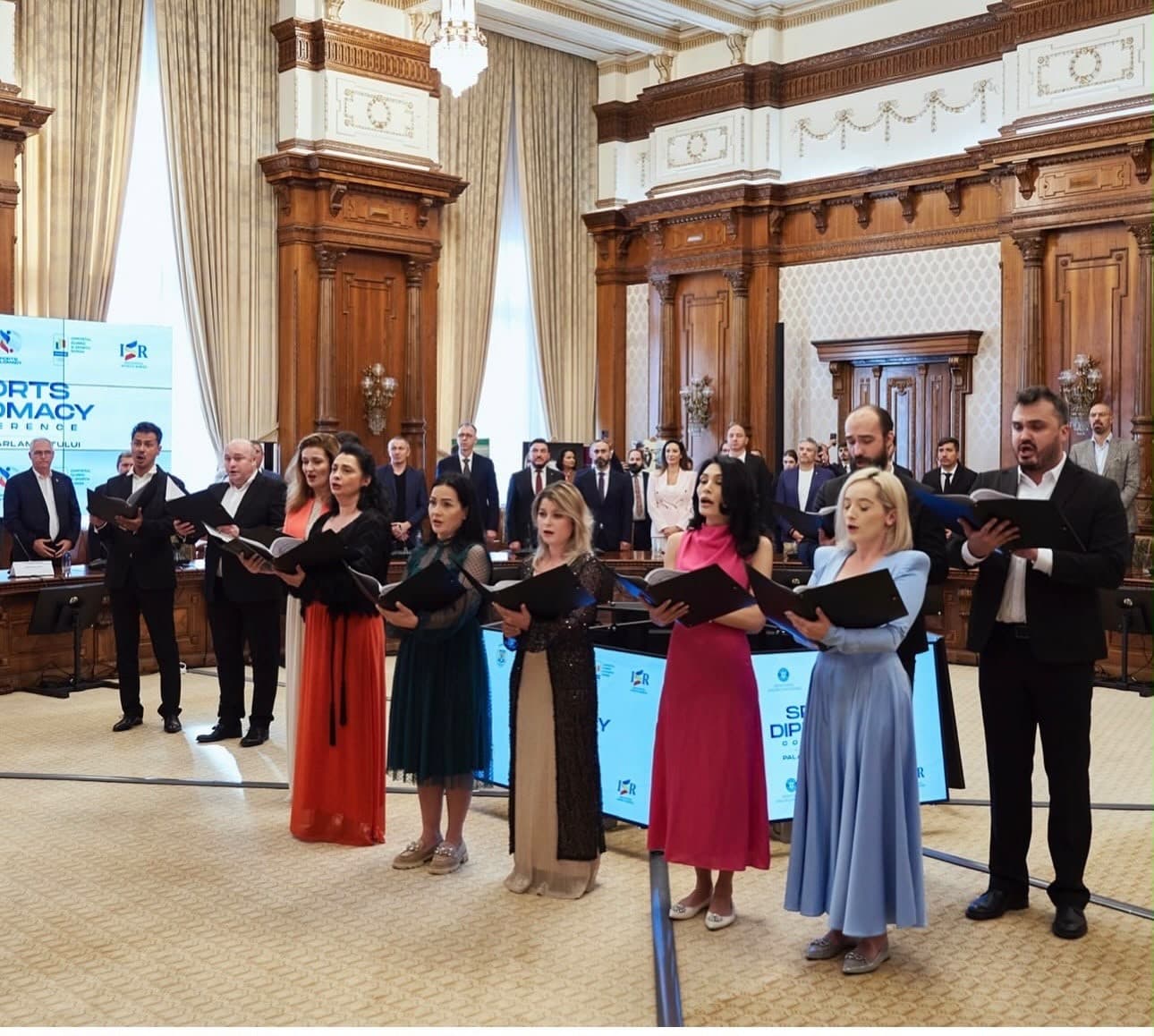 Cor a cappella, intonarea Imnului Național, Sports Diplomacy Conference